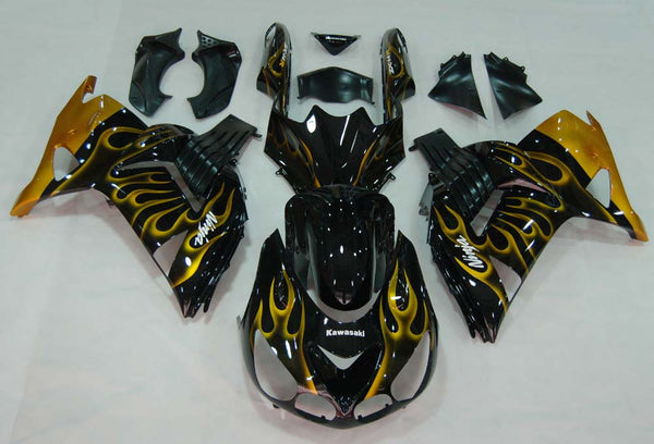 Carenados 2006-2011 Kawasaki ZX14R Negro y Oro Flame Ninja Genérico