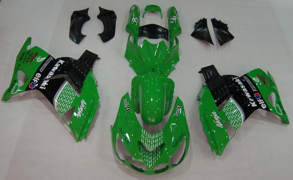 Fairings 2006-2011 Kawasaki ZX14R أخضر أسود رقم 56 ناكانو عام