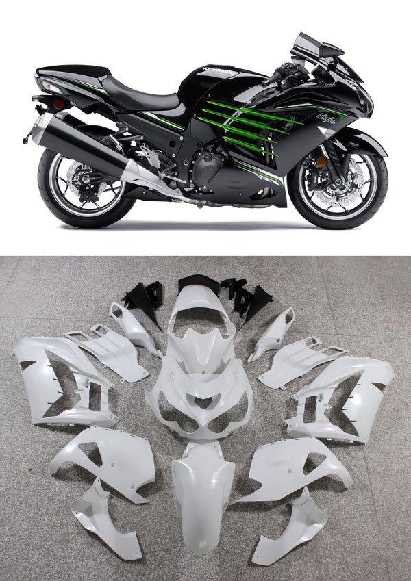 انسيابية بلاستيك 2012-2022 كاواساكي ZX14R نينجا أسود أخضر عام