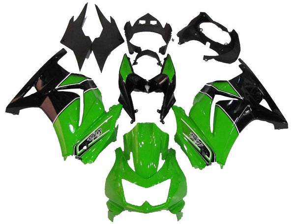 Fairings 2008-2012 Kawasaki ZX250R EX250 Green Black Ninja ZX250  Generic