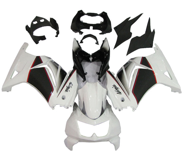 Fairings 2008-2012 Kawasaki ZX250R EX250 White Black Ninja ZX250  Generic