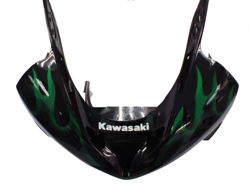 Carenados 2003-2004 Kawasaki ZX6R 636 Negro y Verde Flame Ninja Genérico