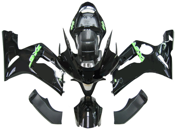 Fairings 2003-2004 Kawasaki ZX6R 636 Black Green ZX6R  Generic