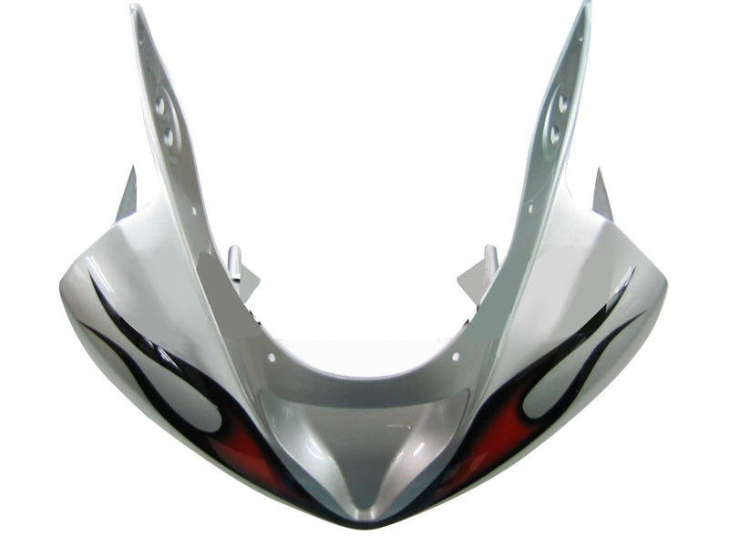 Fairings 2003-2004 Kawasaki ZX6R 636 فضي وأحمر لهب نينجا عام