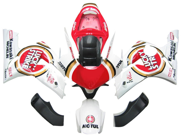 Fairings 2003-2004 Kawasaki ZX6R 636 White Red Lucky Strike Ninja  Generic