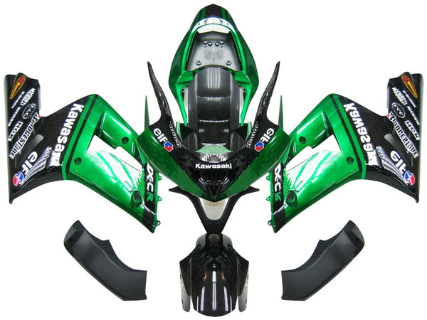 Fairings 2003-2004 Kawasaki ZX6R 636 Green Black elf   Generic