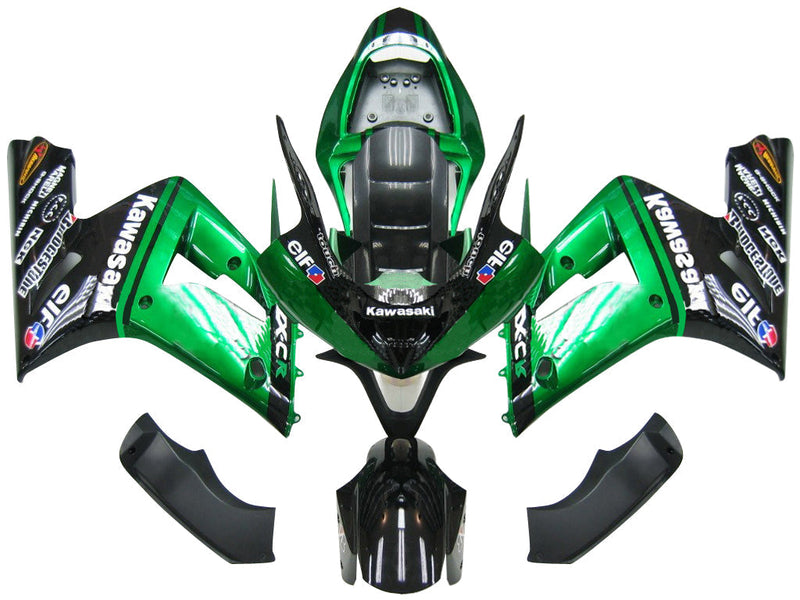 Carenados 2003-2004 Kawasaki ZX6R 636 Verde Negro elf Genérico