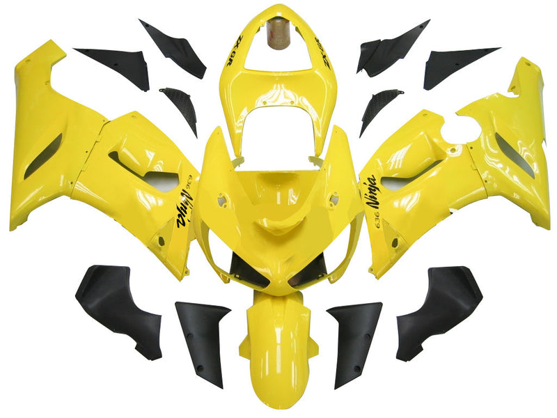 Fairings 2005-2006 Kawasaki ZX6R 636 Yellow Black Ninja  Generic