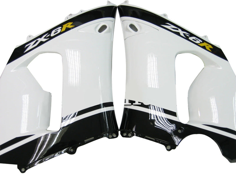 Fairings 2005-2006 Kawasaki ZX6R 636 أبيض أسود قزم ZX6R عام