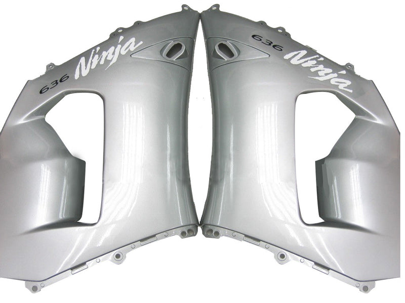 Fairings 2005-2006 كاواساكي ZX6R 636 فضي أسود نينجا عام