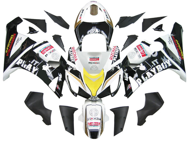 Carenados 2005-2006 Kawasaki ZX6R 636 Negro Blanco Amarillo Playboy Genérico