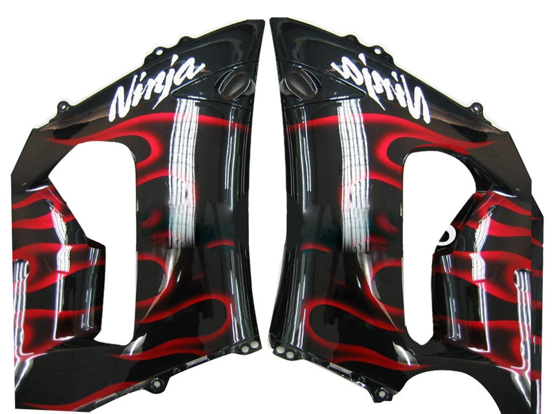 Fairings 2005-2006 Kawasaki ZX6R 636 Black & Red Flame Ninja  Generic