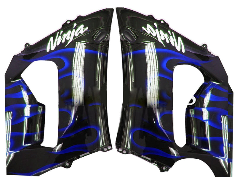 Fairings 2005-2006 Kawasaki ZX6R 636 Black &amp; Blue Flame Ninja Generic