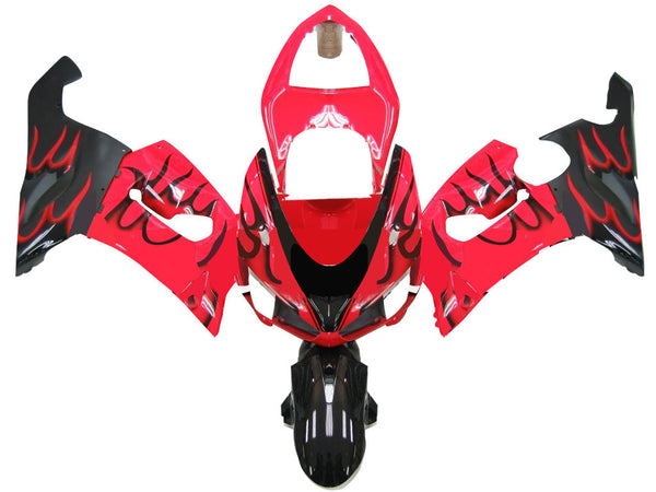 Fairings 2005-2006 Kawasaki ZX6R 636 Red &amp; Black Flame Ninja Generic