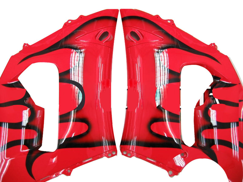 Carenados 2005-2006 Kawasaki ZX6R 636 Rojo y Negro Flame Ninja Genérico