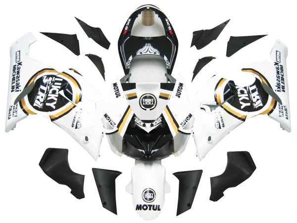 Fairings 2005-2006 Kawasaki ZX6R 636 Black White Lucky Strike Ninja  Generic