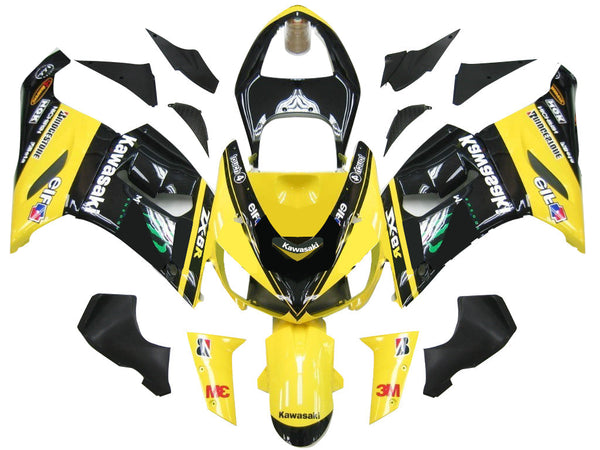 Fairings 2005-2006 Kawasaki ZX6R 636 أسود أصفر ZX6R عام