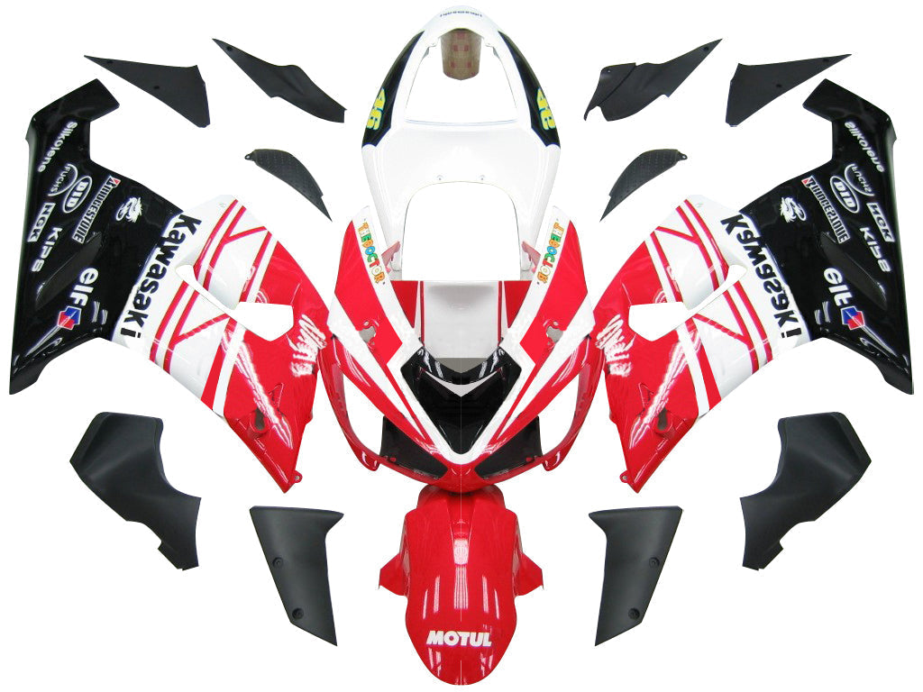 Fairings 2005-2006 Kawasaki ZX6R 636 Red White Black Ninja  Generic