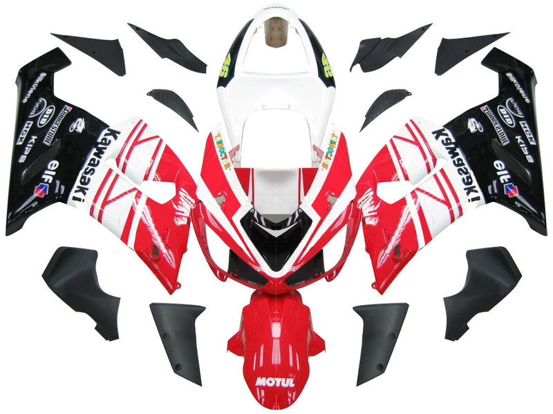 Carenados 2005-2006 Kawasaki ZX6R 636 Rojo Blanco Negro Ninja Genérico