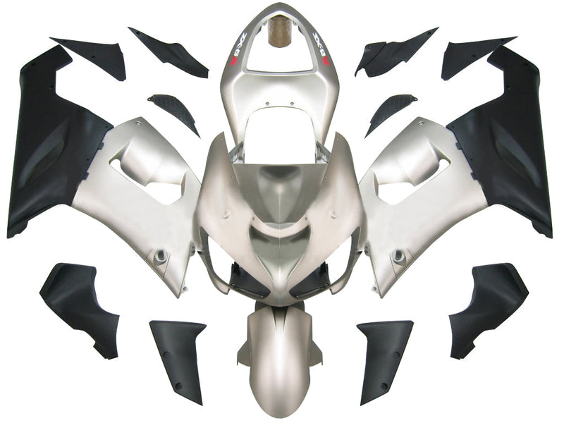 Fairings 2005-2006 Kawasaki ZX6R 636 Matte Silver &amp; Black Ninja Generic