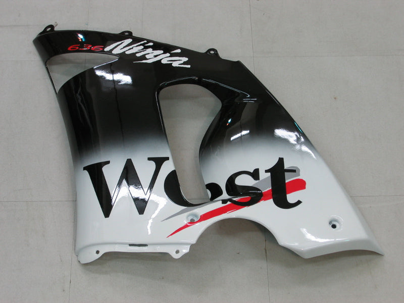 Fairings 2005-2006 Kawasaki ZX6R 636 أسود أبيض غرب ZX6R عام