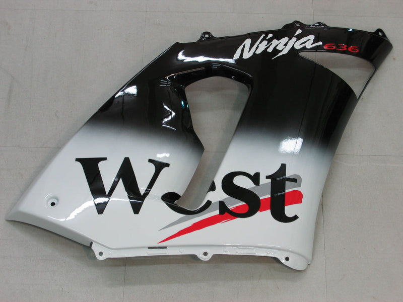 Fairings 2005-2006 Kawasaki ZX6R 636 أسود أبيض غرب ZX6R عام