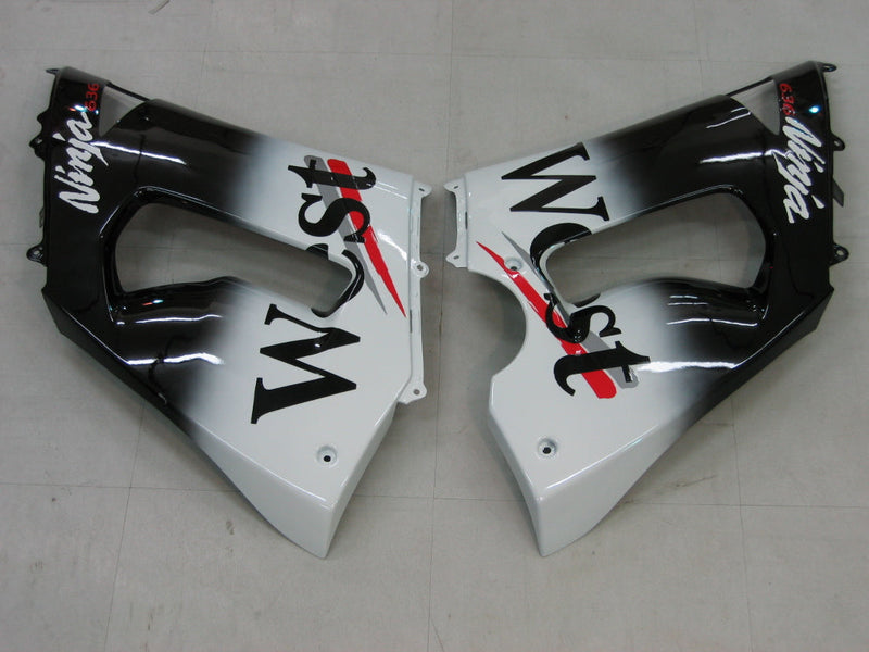 Fairings 2005-2006 Kawasaki ZX6R 636 أسود أبيض غرب ZX6R عام