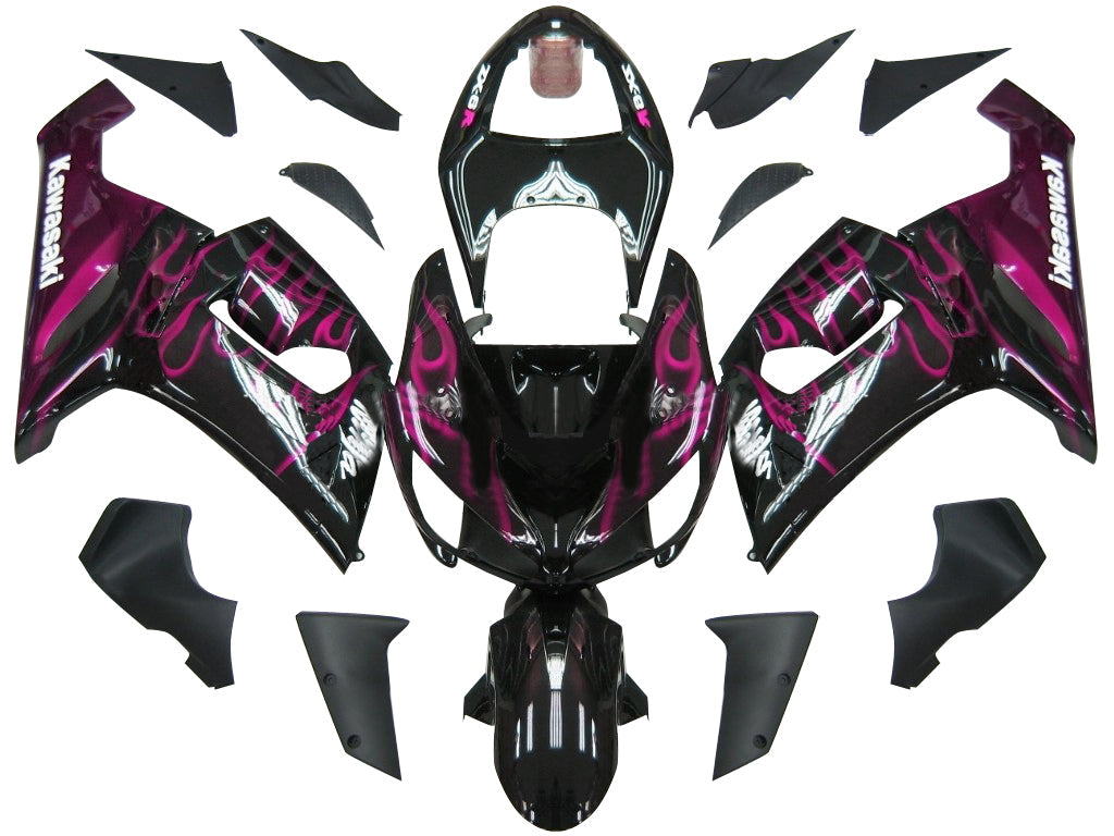 Fairings 2005-2006 Kawasaki ZX6R 636 Black & Purple Flame Ninja  Generic