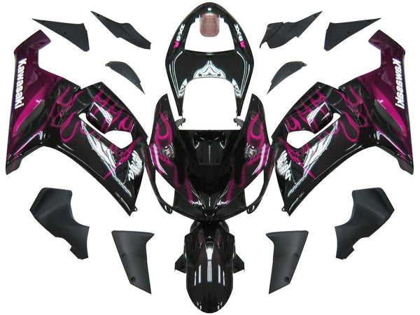 Fairings 2005-2006 Kawasaki ZX6R 636 أسود وأرجواني لهب نينجا عام