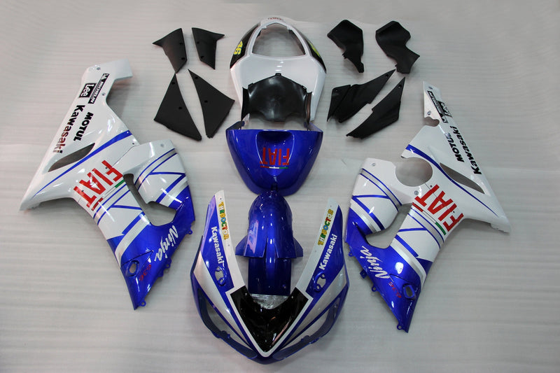 Fairings 2005-2006 كاواساكي ZX6R ZX636 أزرق أبيض فيات عام