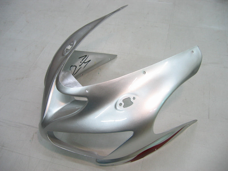 Fairings 2005-2006 Kawasaki ZX6R 636 فضي وأحمر لهب نينجا عام