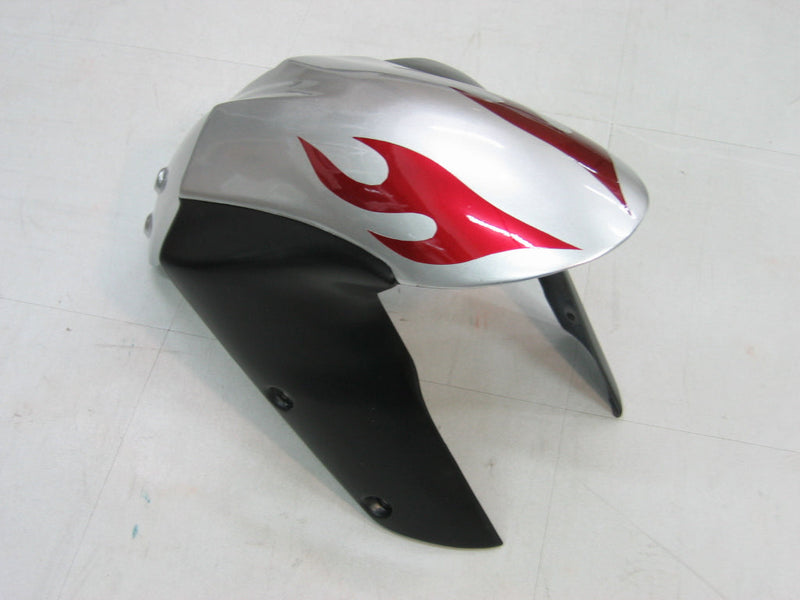 Fairings 2005-2006 Kawasaki ZX6R 636 فضي وأحمر لهب نينجا عام