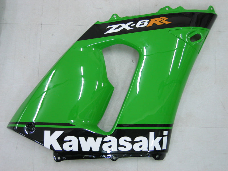 Fairings 2005-2006 Kawasaki ZX6R 636 أخضر أسود رقم 14 ZX6R عام