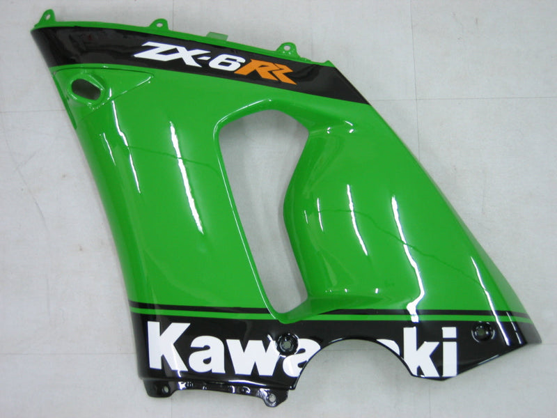 Fairings 2005-2006 Kawasaki ZX6R 636 أخضر أسود رقم 14 ZX6R عام