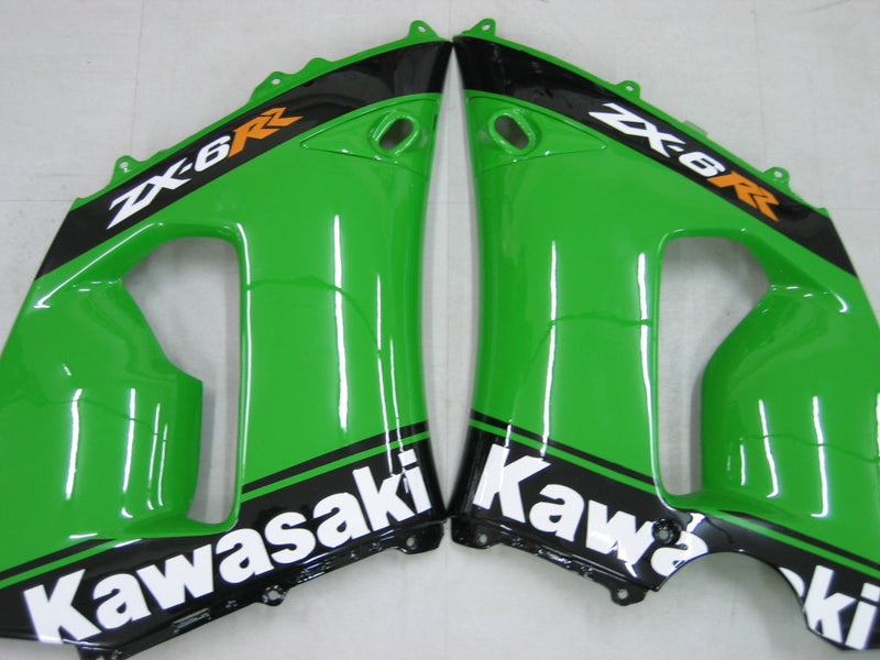 Fairings 2005-2006 Kawasaki ZX6R 636 أخضر أسود رقم 14 ZX6R عام