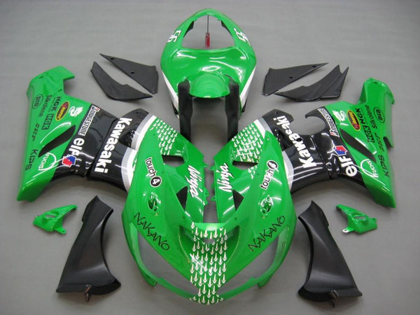 Fairings 2005-2006 Kawasaki ZX6R 636 أخضر أسود رقم 56 ناكانو عام