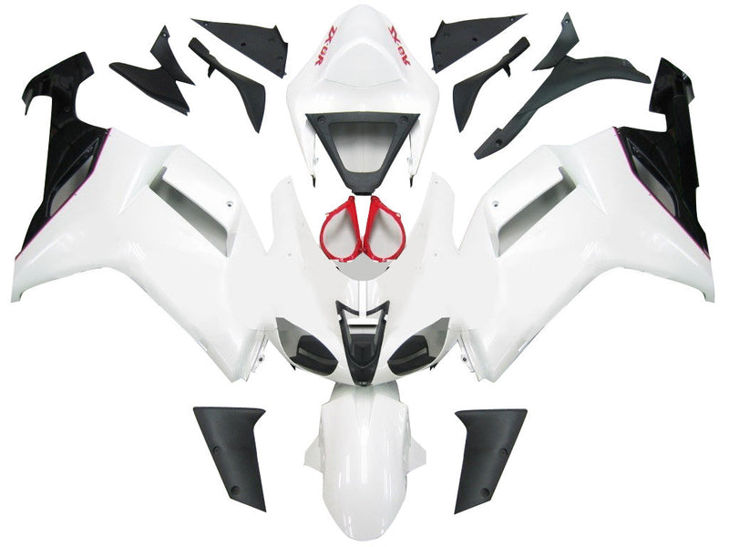 Fairings 2007-2008 Kawasaki ZX6R ZX636 أبيض أحمر أسود ZX6R عام