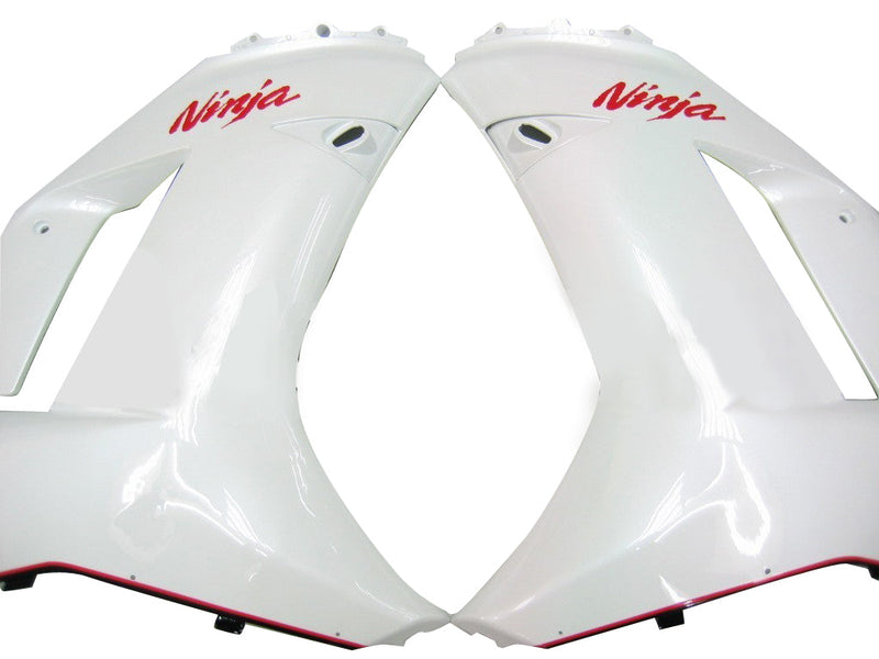 Fairings 2007-2008 Kawasaki ZX6R ZX636 أبيض أحمر أسود ZX6R عام