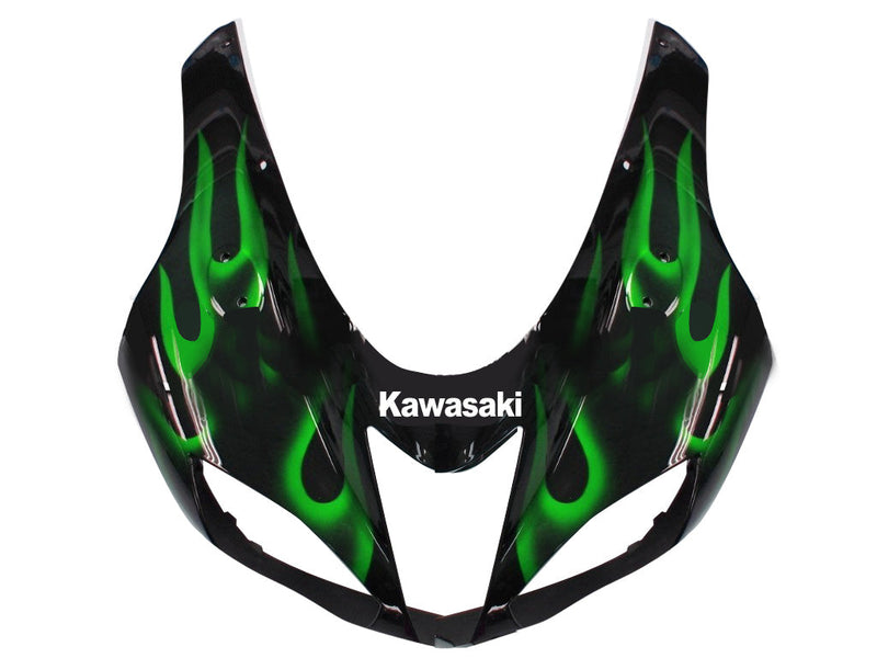 Carenados 2007-2008 Kawasaki ZX6R ZX636 Negro y Verde Flame Ninja Genérico