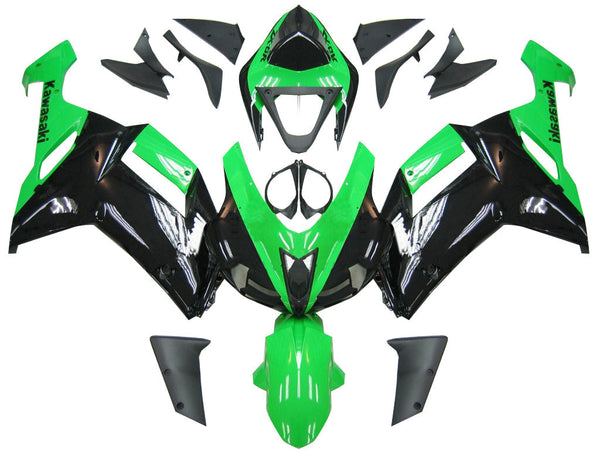 Fairings 2007-2008 Kawasaki ZX6R ZX636 Green Black Ninja ZX6R   Generic