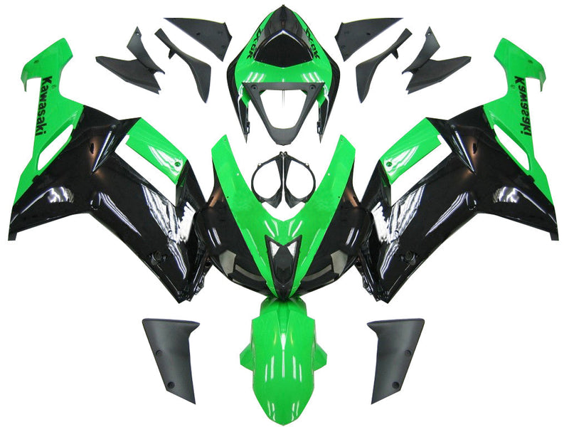 Fairings 2007-2008 Kawasaki ZX6R ZX636 Green Black Ninja ZX6R   Generic