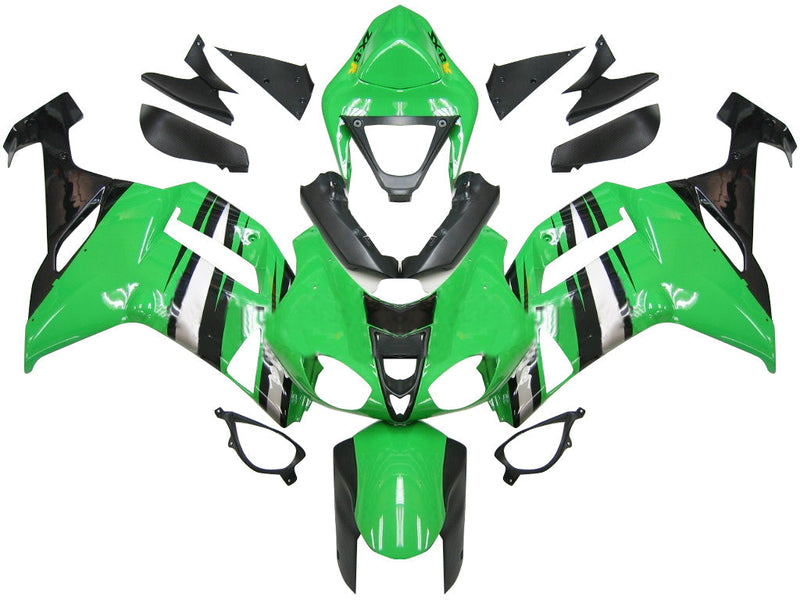 Fairings 2007-2008 Kawasaki ZX6R ZX636 Green Black Silver  Ninja ZX6R  Generic