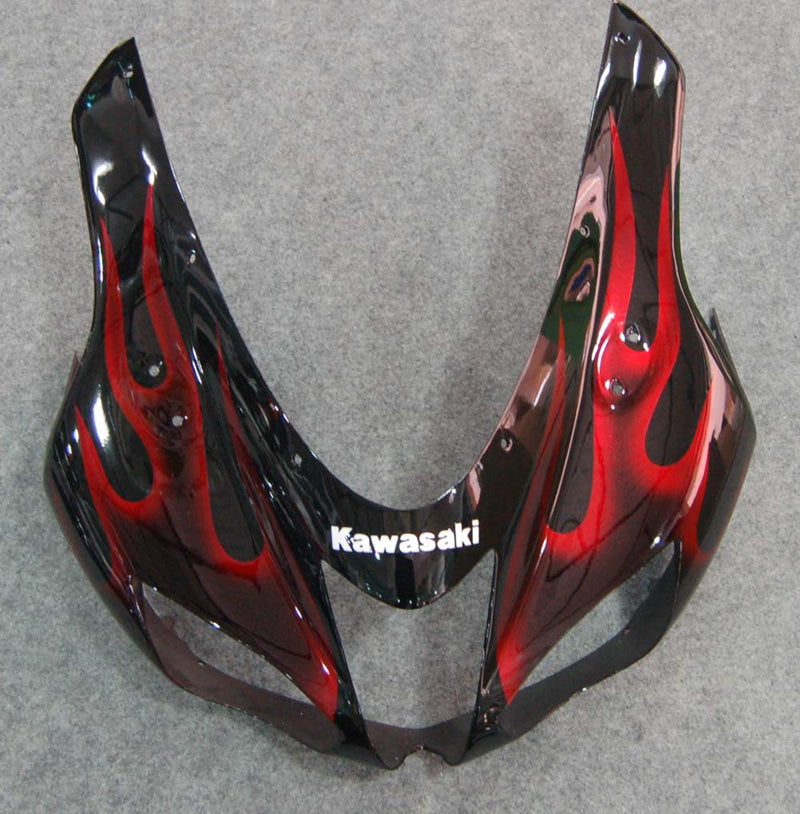 Fairings 2007-2008 Kawasaki ZX6R ZX636 أسود وأحمر لهب نينجا عام