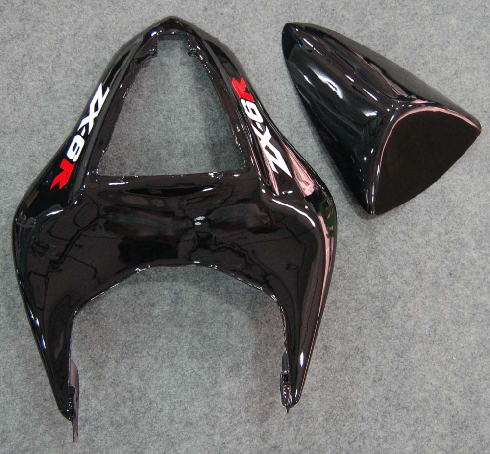 Fairings 2007-2008 Kawasaki ZX6R ZX636 Black & Red Flame Ninja  Generic