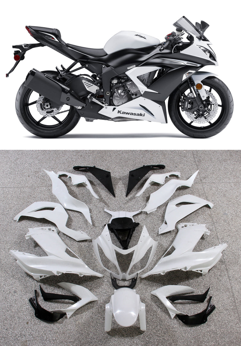 Carenados 2013-2018 Plásticos Kawasaki ZX6R 636 Blanco Ninja Genérico