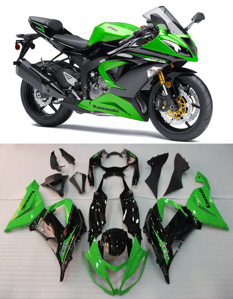 انسيابية 2013-2018 بلاستيك كاواساكي ZX6R 636 أخضر أسود نينجا عام