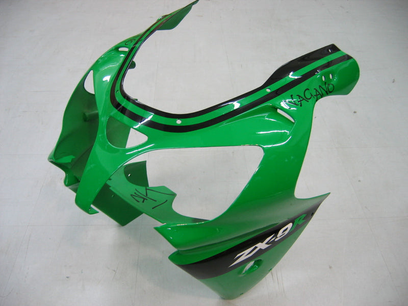 Fairings 2000-2001 Kawasaki ZX 9R أخضر أسود رقم 14 ZX9R عام