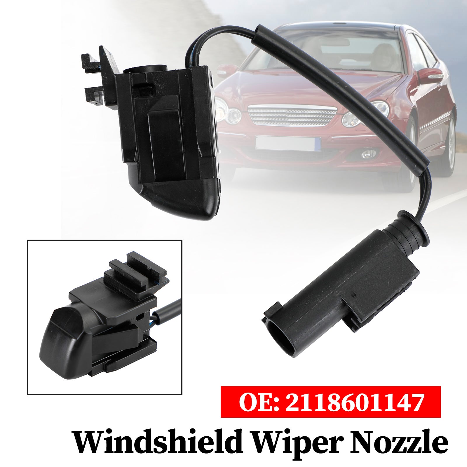 2118601147 Mercedes-Benz W203 W208 W209 W211 W219 CL203 C219 Windshield Wiper Nozzle