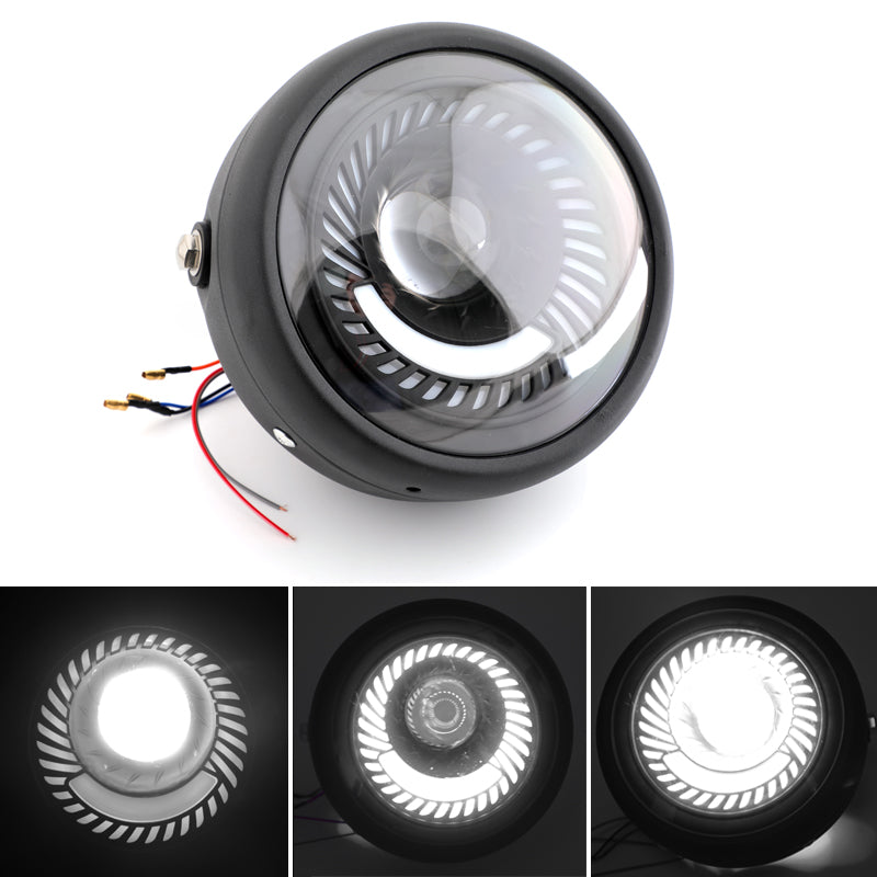 6.5'' Motorcycle Universal Blue / White LED Headlight For Cafe Racer Custom Generic