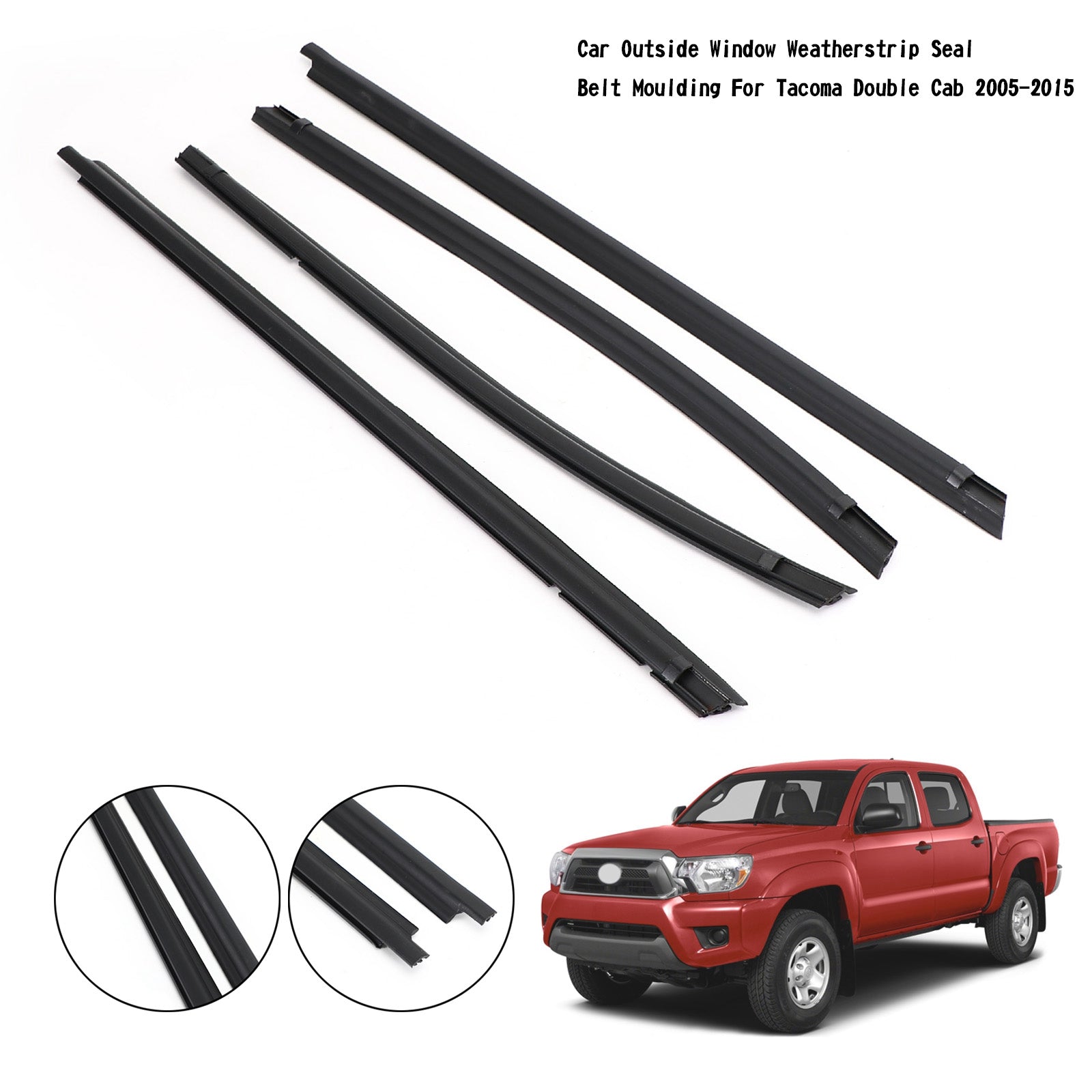 Car Outside Window Weatherstrip Seal Belt Moulding For Tacoma Double Cab 05-2015 Generic